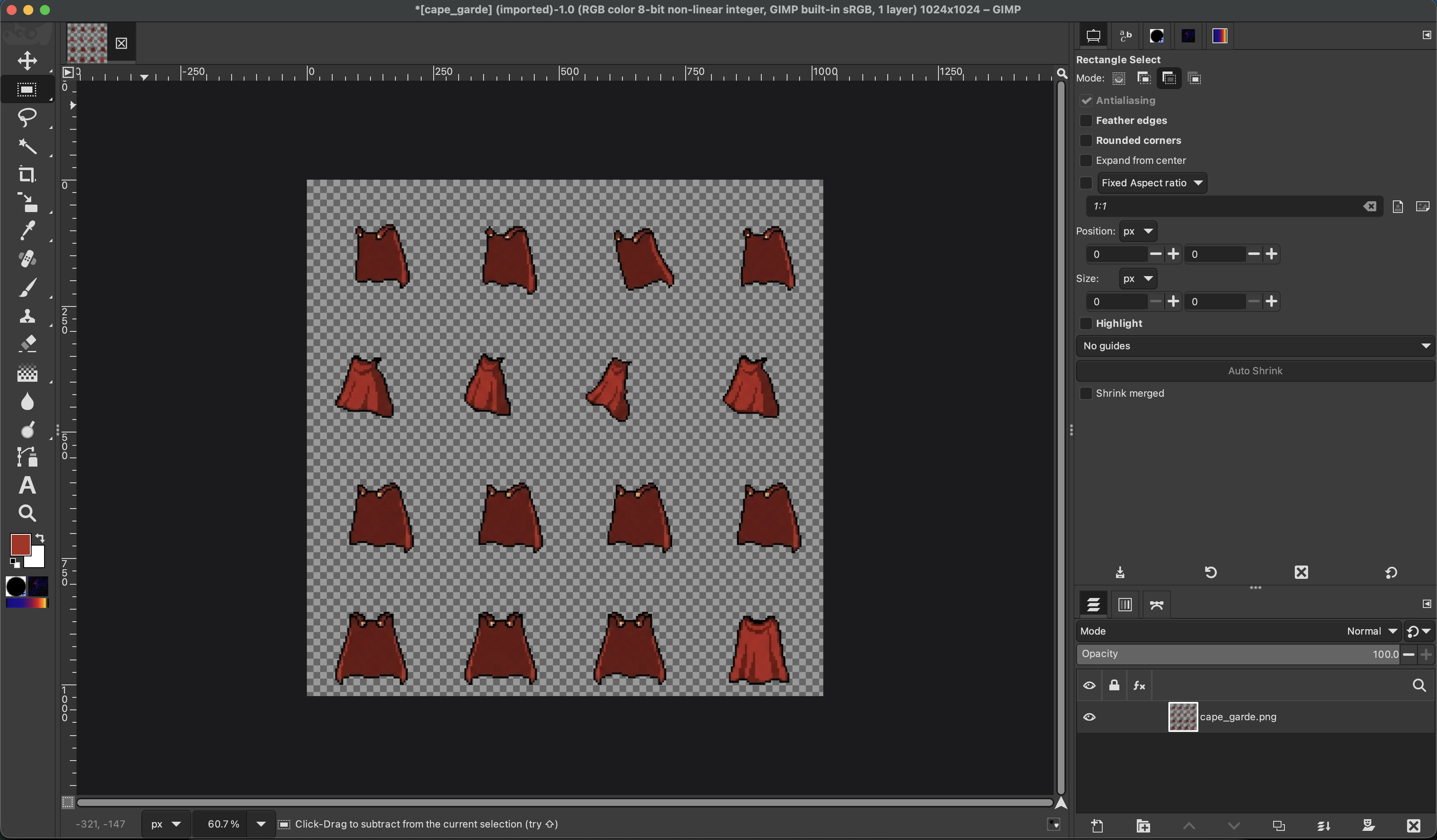 Cape rouge dans GIMP