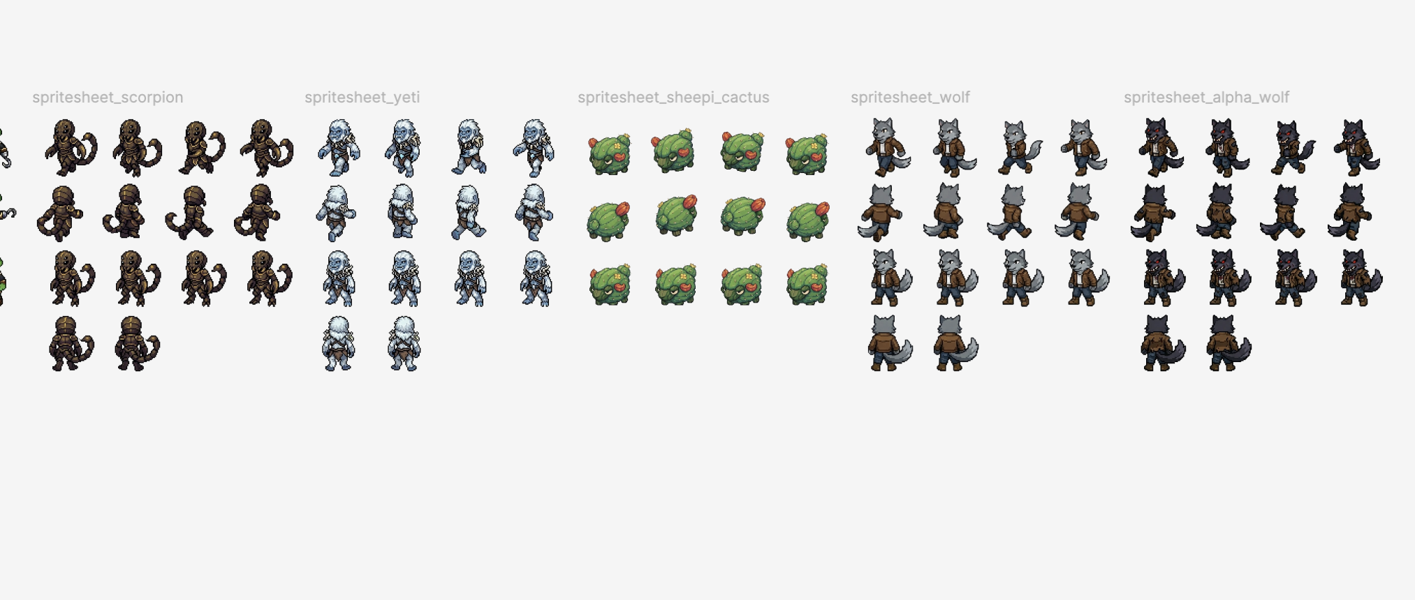 Spritesheets retravaillées dans Figma